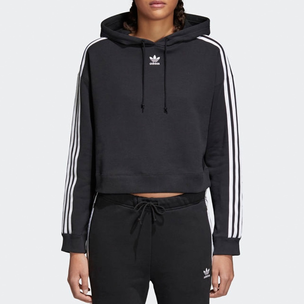 Adidas cropped black hoodie